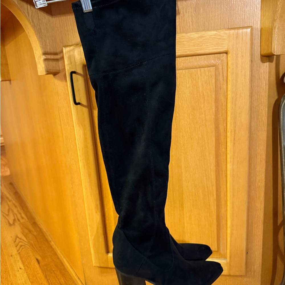 Black Suede Over-the-Knee Boots